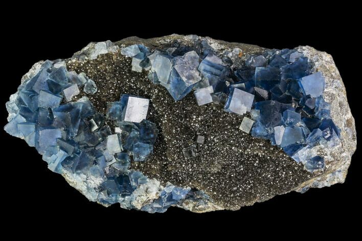 Blue Cubic Fluorite on Quartz - China #111908